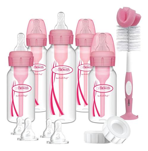 Dr. Browns Options+ Anti-colic Roze Smalle Hals Gift Set, Kinderen en Baby's, Kraamcadeaus en Geboorteborden, Nieuw, Verzenden