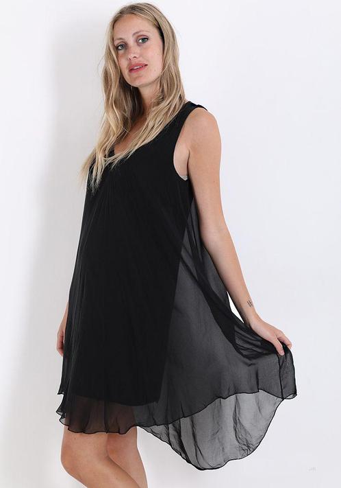 Elegante satijnen jurk met v-hals en mouwloos, Maat 38/40, Kleding | Dames, Jurken