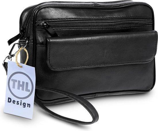 THL Design Leren Polstas Heren Plat model, Sieraden, Tassen en Uiterlijk, Tassen | Schoudertassen, Zwart, Nieuw, Overige merken