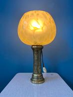 Antique Art Deco Glass Lamp with Bronze Base, Huis en Inrichting, Lampen | Tafellampen, Ophalen of Verzenden, Nieuw