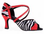 Latin Salsa Dames Dansschoenen in rood met zebra print met e, Ophalen of Verzenden, Nieuw, Schoenen
