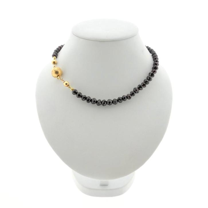 Granaat kralen collier met gouden sier slot | 34 cm, Sieraden, Tassen en Uiterlijk, Kettingen, Overige kleuren, Gebruikt, Met edelsteen