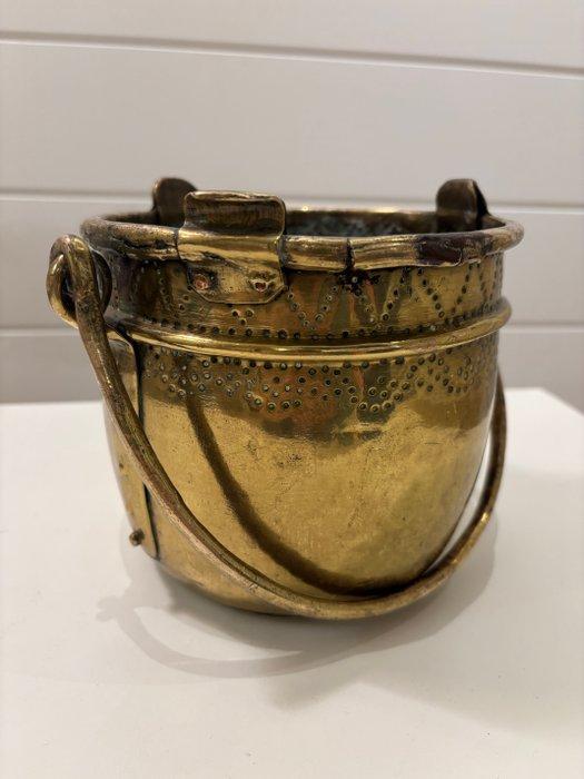 Emmer - Messing, Koper - Koolemmer van messing, 19e eeuw, Antiek en Kunst, Antiek | Overige Antiek