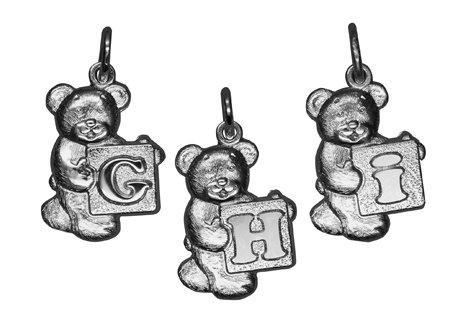 Zilveren Beer met blokletter K ketting hanger - massief, Sieraden, Tassen en Uiterlijk, Kettinghangers, Verzenden