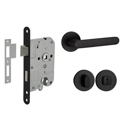 Deurbeslag set met WC-slot en deurklink Tondo zwart, Doe-het-zelf en Verbouw, Hang- en Sluitwerk, Klink of Kruk, Nieuw, Overige materialen