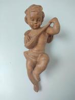 Snijwerk, Holzfigur Engel mit Mandoline - Schutzengel, Antiek en Kunst