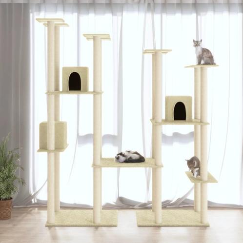 vidaXL Kattenmeubel met sisal krabpalen 174 cm crèmekleurig, Dieren en Toebehoren, Katten-accessoires, Nieuw, Verzenden