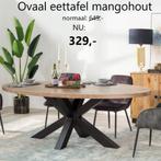 **SUPERACTIE** Ovaal Eetkamertafel mangohout € 329,-, 200 cm of meer, Nieuw, Overige materialen, 200 cm of meer