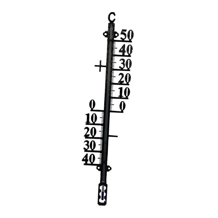 Talen Tools Zwarte Buitenthermometer - Metaal - 38 cm, Audio, Tv en Foto, Weerstations en Barometers, Nieuw, Ophalen of Verzenden