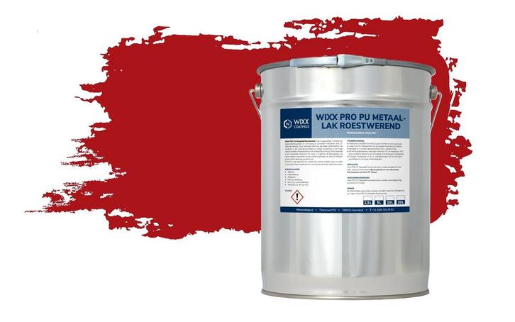 Wixx PRO PU Metaallak Roestwerend RAL 3020 | Verkeersrood, Doe-het-zelf en Verbouw, Verf, Beits en Lak, Lak, Rood, Nieuw, 15 tot 20 liter
