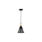 Hanglamp | Celestia | Ø10,5 cm | 1-lichts | Zwart/Hout, Ophalen of Verzenden, Nieuw, Hout, Minder dan 50 cm