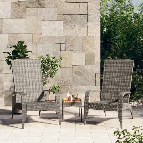 vidaXL Tuinstoel Adirondack poly rattan grijs, Tuin en Terras, Tuinstoelen, Nieuw, Rotan, Verzenden