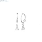 Zilveren mini huggie hoops white teardrop, Verzenden, Nieuw, Zilver