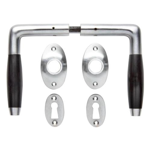 Deurklink set - Klassiek mat nikkel met ovale sleutelroze..., Doe-het-zelf en Verbouw, Hang- en Sluitwerk, Klink of Kruk, Nieuw
