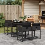 vidaXL 5-delige Tuinset met kussens poly rattan zwart, 4 zitplaatsen, Nieuw, Tuinset, Verzenden
