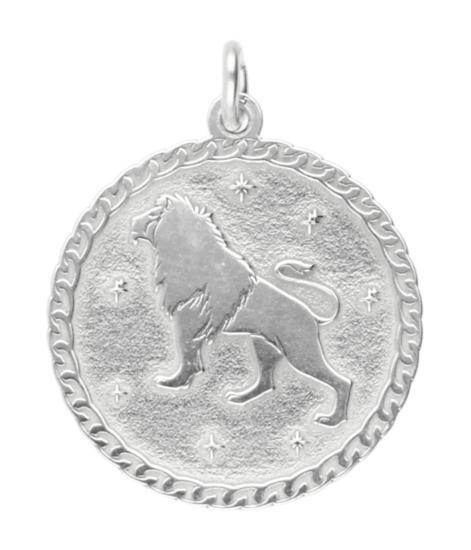 Zilveren Sterrenbeeld leeuw rond kettinghanger, Sieraden, Tassen en Uiterlijk, Kettinghangers, Verzenden