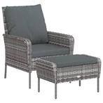 Loungestoel poly rattan grijs | retourdeal 56% korting, Ophalen of Verzenden, Nieuw, 75 tot 100 cm, 50 tot 75 cm
