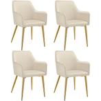 Eetkamerstoel Avane, fluweellook, gestoffeerd - beige, Set v, Huis en Inrichting, Stoelen, Verzenden, Nieuw
