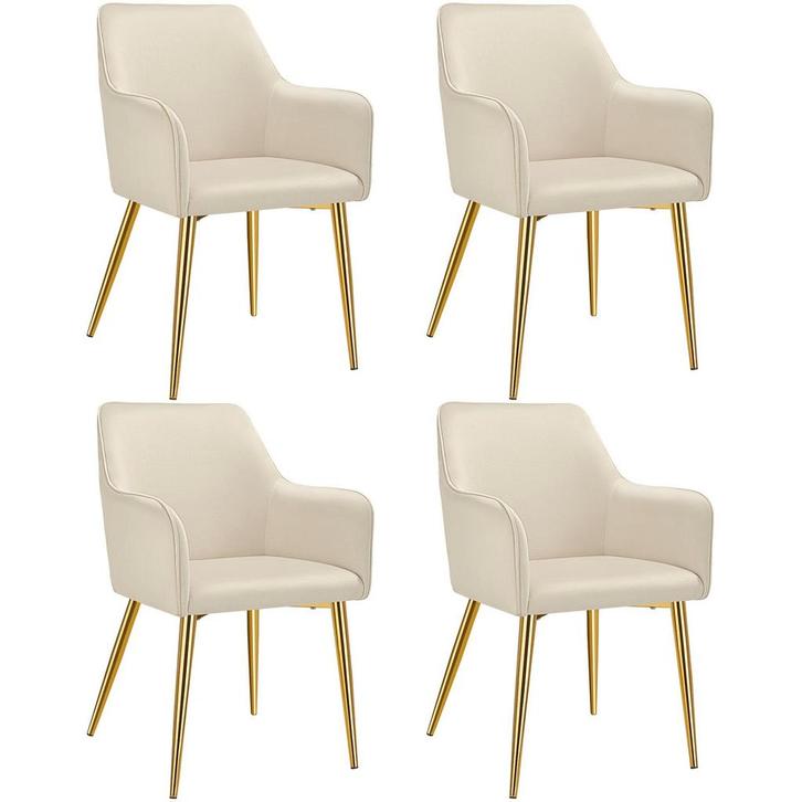 Eetkamerstoel Avane, fluweellook, gestoffeerd - beige, Set v, Huis en Inrichting, Stoelen, Verzenden