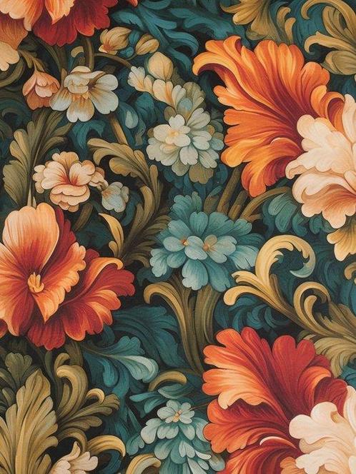 Betoverde Tuin - Stof in 100% katoen / Exclusieve Collectie, Antiek en Kunst, Kunst | Designobjecten