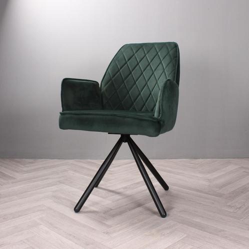 Eetkamerstoel met armleuning  Velvet Groen - Armstoel, Huis en Inrichting, Stoelen, Nieuw, Ophalen of Verzenden