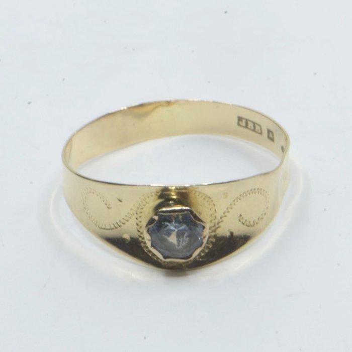 Ring - 18 karaat Geel goud - 0.16ct. tw. Aquamarijn, Sieraden, Tassen en Uiterlijk, Ringen