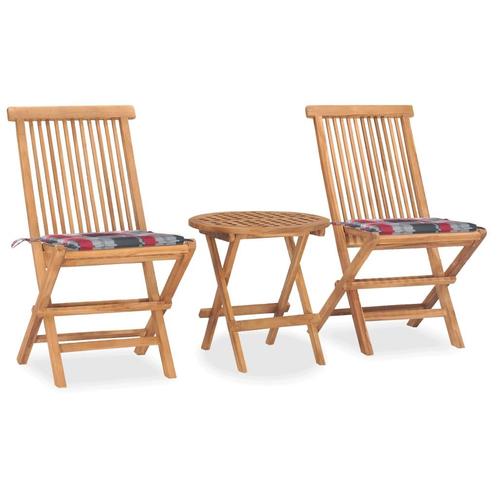 vidaXL 3-delige Tuinset inklapbaar met kussen massief, Tuin en Terras, Tuinsets en Loungesets, Tuinset, Nieuw, 2 zitplaatsen, Teakhout