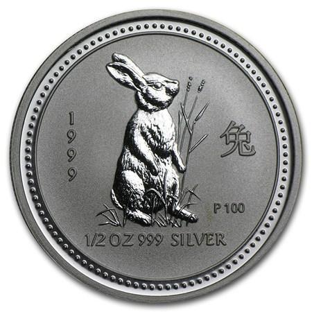 Lunar I - Year of the Rabbit - 1/2 oz 1999 (16.913 oplage), Postzegels en Munten, Munten | Oceanië, Losse munt, Zilver, Verzenden