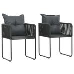 vidaXL Tuinstoelen 2 st met kussens poly rattan zwart, Tuin en Terras, Tuinstoelen, Verzenden, Nieuw, Rotan
