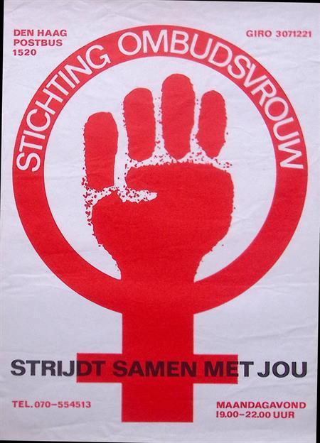 Vintage vrouwenrechten poster stichting ombudsvrouw, Verzamelen, Posters, Nieuw, Overige onderwerpen, Met lijst, Verzenden