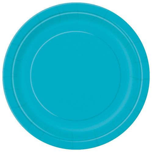 Turquoise Borden Rond 17,5cm 8st, Hobby en Vrije tijd, Feestartikelen, Nieuw, Verzenden