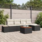 vidaXL 6-delige tuinsofa set met kussens in zwart poly, Verzenden, Nieuw, Rotan
