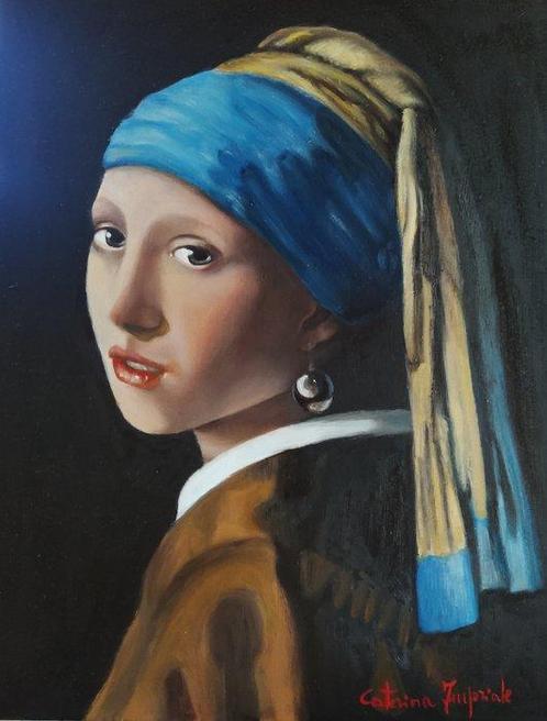 Caterina Imperiale (1962) - Omaggio a Vermeer - La ragazza, Antiek en Kunst, Kunst | Schilderijen | Klassiek