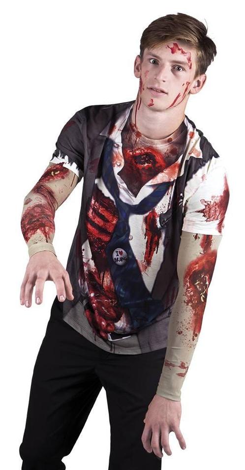 Fotorealistisch shirt Zombie, Hobby en Vrije tijd, Feestartikelen, Verzenden