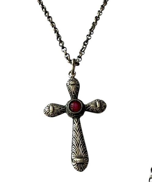 Zonder Minimumprijs - Ketting met hanger Zilver - Kruis 838, Sieraden, Tassen en Uiterlijk, Antieke sieraden