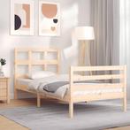 vidaXL Bedframe met hoofdbord massief hout 90x200 cm, Huis en Inrichting, Slaapkamer | Bedden, 90 cm, Eenpersoons, Bruin, Verzenden