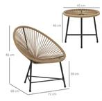 3-delige balkonset hout rotan – tafel met 2 stoelen nieuw, Tuin en Terras, 2 zitplaatsen, Stoel, Nieuw, Tuinset