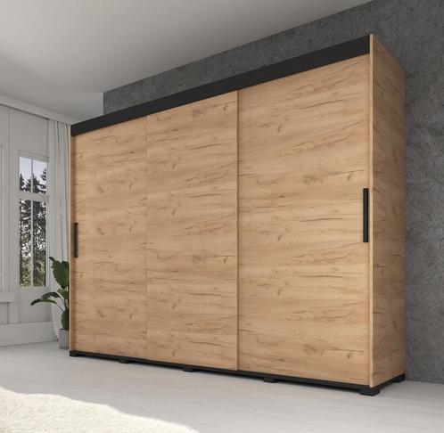 Kledingkast - Eiken 250x62x195 - Garderobekast schuifdeuren, Huis en Inrichting, Kasten | Vitrinekasten, 50 tot 75 cm, Nieuw, 150 tot 200 cm