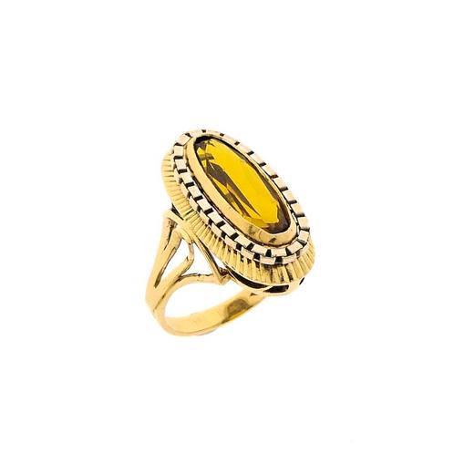 18 Krt. Gouden ring met gele saffier (geelgoud, diamant), Sieraden, Tassen en Uiterlijk, Ringen, Dame, Met edelsteen, Overige kleuren