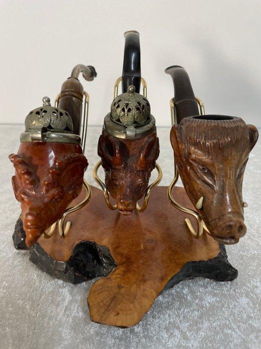Drie Bruyere Pijpen in Standaard - Pijp - Hout, Antiek en Kunst, Curiosa en Brocante