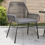 vidaXL Tuinstoelen 2 st met kussens poly rattan grijs, Tuin en Terras, Tuinstoelen, Verzenden, Nieuw, Rotan