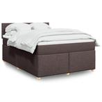 vidaXL Boxspring met matras stof donkerbruin 160x200 cm, Huis en Inrichting, Slaapkamer | Bedden, Bruin, Verzenden, 200 cm, Stof