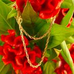 Gouden Singapore schakel ketting | 52 cm (vaste hanger), Sieraden, Tassen en Uiterlijk, Kettingen, Ophalen of Verzenden, Gebruikt