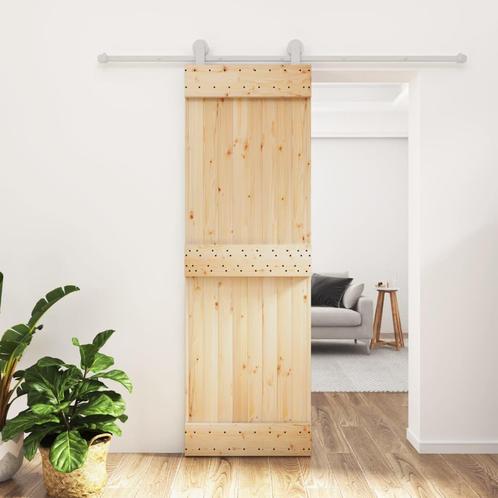 vidaXL Schuifdeur met beslag 70x210 cm massief grenenhout, Doe-het-zelf en Verbouw, Deuren en Horren, Nieuw, Verzenden