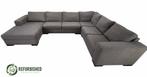 Refurbished 6-zits hoekbank grijs 6 mnd garantie!, Gebruikt, Hoekbank, 300 cm of meer, Vierpersoons of meer