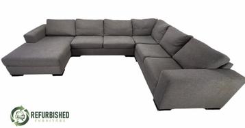 Refurbished 6-zits hoekbank grijs 6 mnd garantie! beschikbaar voor biedingen