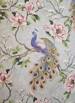 300x280 cm! Art Nouveau-stof met pauwen en bloemen -