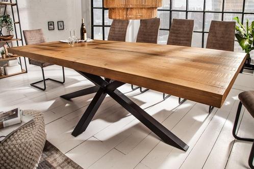 Massieve eettafel GALAXIE 240 cm vintage bruin gerecycled, Huis en Inrichting, Tafels | Eettafels, Ophalen of Verzenden