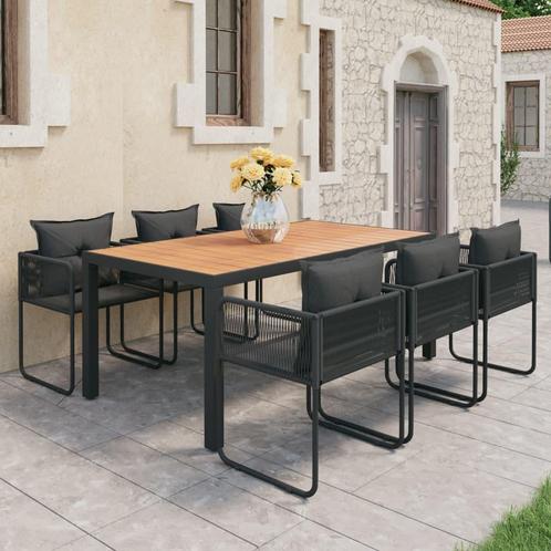 vidaXL 7-delige Tuinset PVC-rattan zwart en bruin, Tuin en Terras, Tuinsets en Loungesets, Tuinset, Nieuw, 6 zitplaatsen, Kunststof