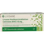 Livsane Hooikoorts cetirizine diHCl 10 mg 30 tabletten, Nieuw, Verzenden